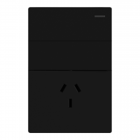 TECLA Y TOMACORRIENTE MILAN NEGRO MACROLED, 2 CANALES, AC 250V, 10A MAX. BASTIDOR METALICO