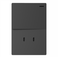 TECLA Y USB-C MILAN GRIS MACROLED, 1 CANAL, 2 VIAS, AC 250V, 10A MAX. 2 USB-C DE 30W, BASTIDOR METALICO