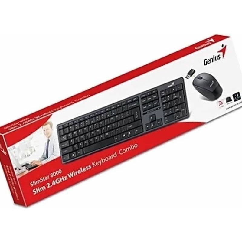 TECLADO + MOUSE WIRELESS GENIUS SLIMSTAR 8230 BLACK DUAL BT/2.4Ghz
