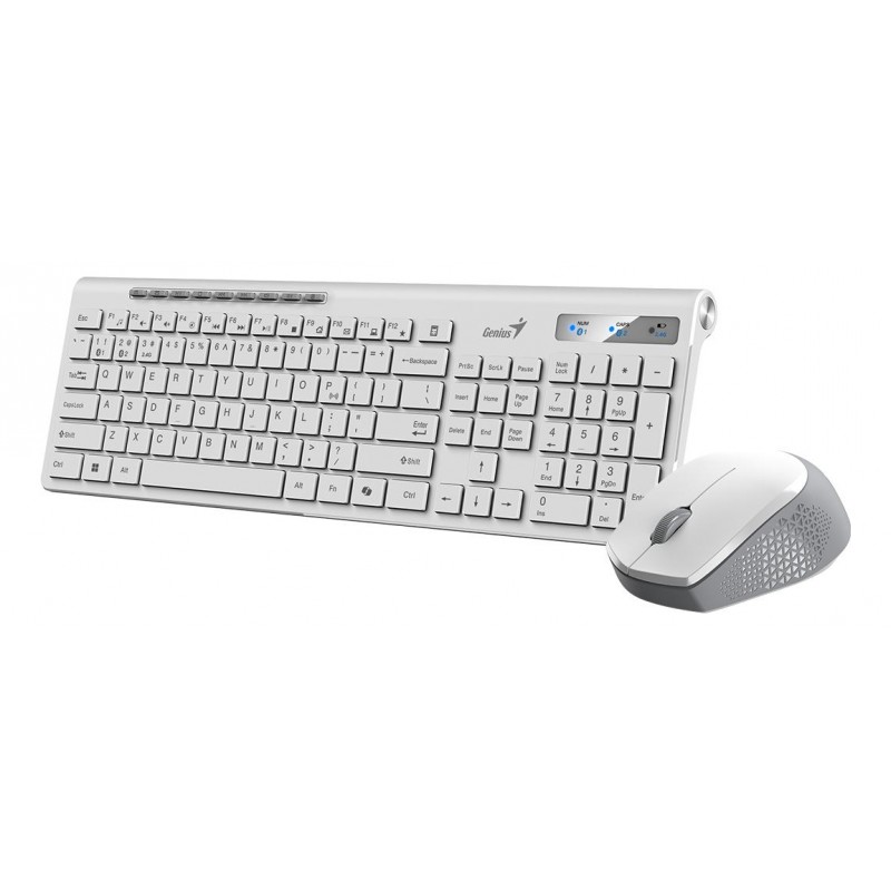 TECLADO + MOUSE WIRELESS GENIUS SLIMSTAR 8230 WHITE DUAL BT/2.4Ghz