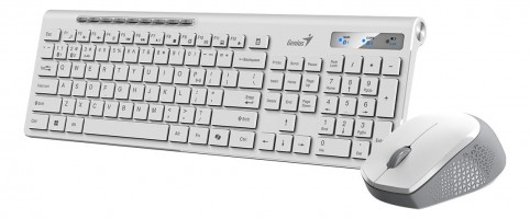 TECLADO + MOUSE WIRELESS GENIUS SLIMSTAR 8230 WHITE DUAL BT/2.4Ghz