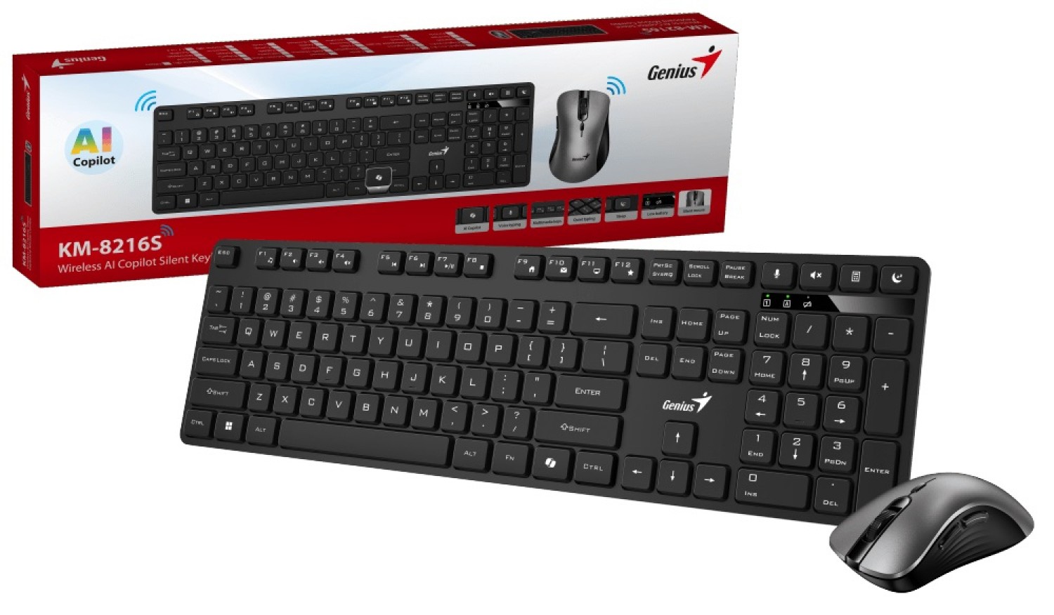 TECLADO + MOUSE COMBO GENIUS WIRELESS KM-8216S BLACK