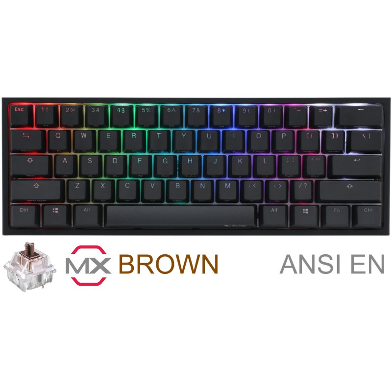 TECLADO GAMER DUCKY ONE 2 MINI RGB CHERRY MX BROWN DOUBLE SHOT PBT MECANICO