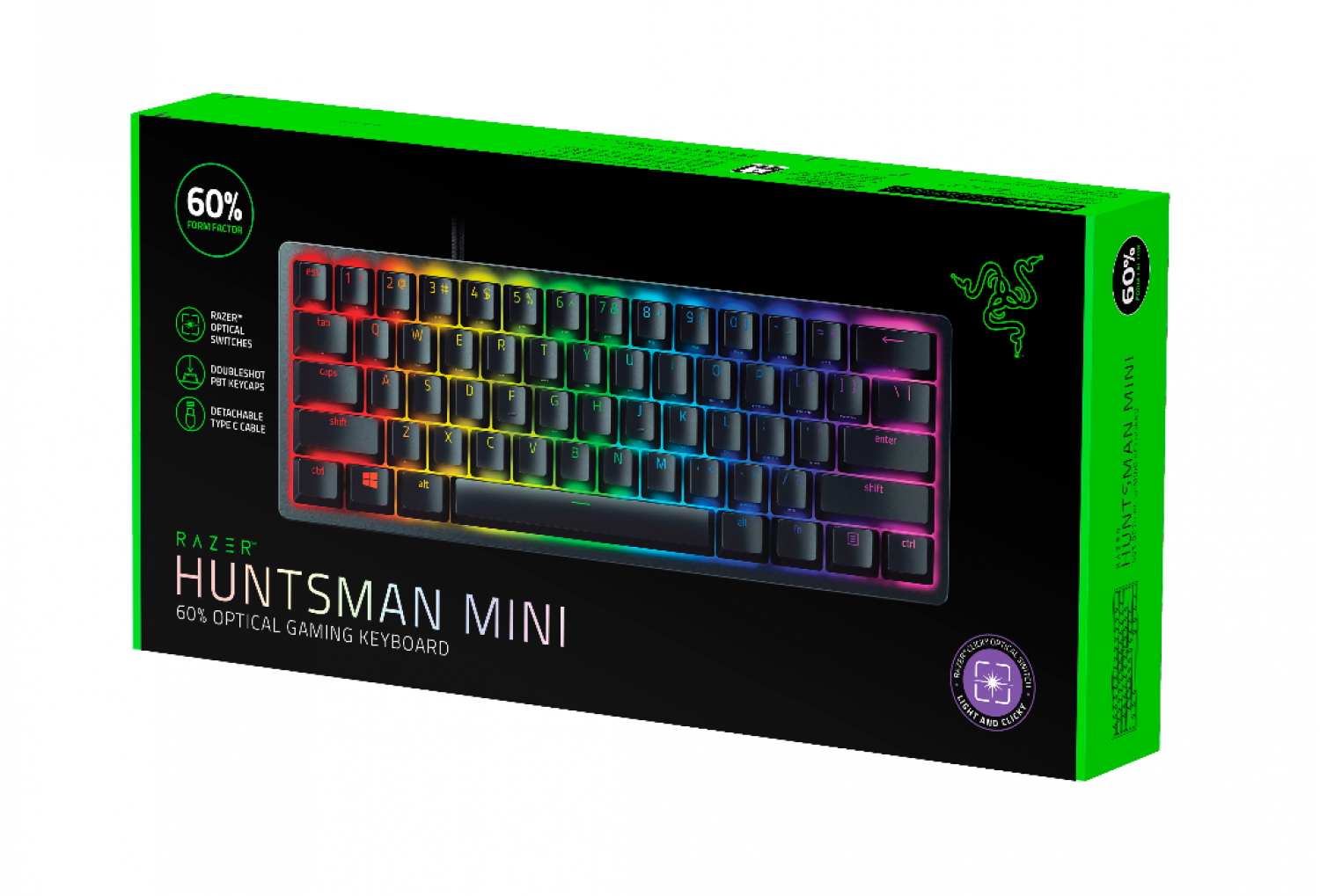 TECLADO GAMER RAZER HUNTSMAN MINI-CLICKY PURPLE SWITCH SPANISH