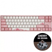 TECLADO MECANICO DUCKY MIYA PRO SAKURA V2 SWITCH CHERRY MX BROWN INGLES PBT ILUMINACION LED BLANCO