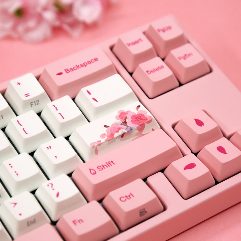 TECLADO MECANICO DUCKY MIYA PRO SAKURA V2 SWITCH VARMILO EC ROSE V2 ENGLISH PBT ILUMINACION LED BLANCO