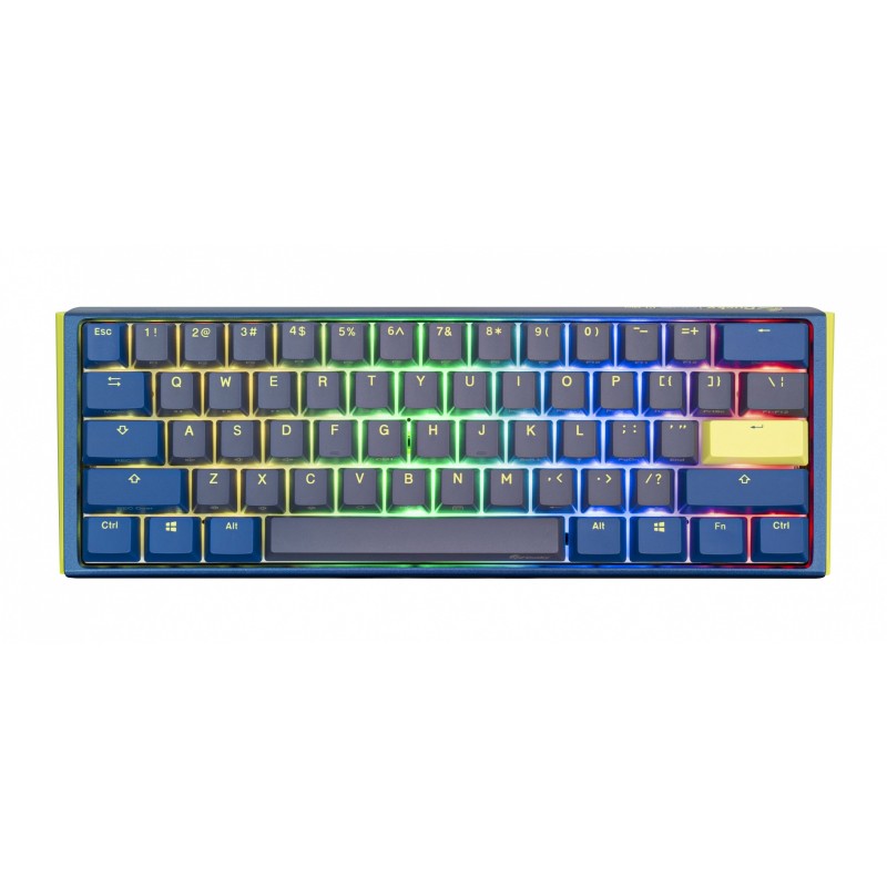 TECLADO MECANICO DUCKY ONE 3 DAYBREAK MINI TECLAS AZULES INTERRUPTOR MARRON INGLES PBT DOBLE DISPARO SIN COSTURAS