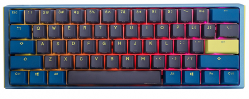 TECLADO MECANICO DUCKY ONE 3 DAYBREAK MINI TECLAS AZULES INTERRUPTOR ROJO SILENCIOSO INGLES PBT DOBLE DISPARO SIN COSTURAS ESTUCHE SUPERIOR AZUL ESTUC