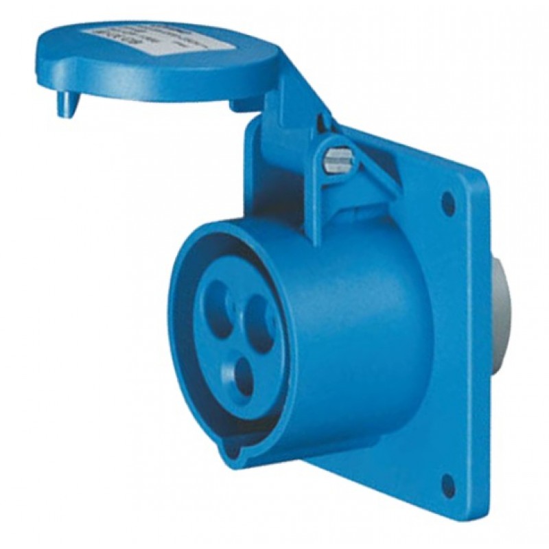 TOMA EMPOTRAR 1P+N+T, 6H, 16A, 220V, IP44, AZUL, INTECK