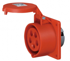 TOMA EMPOTRAR 3P+N+T, 6H, 32A, 380V, IP44, ROJO, INTECK