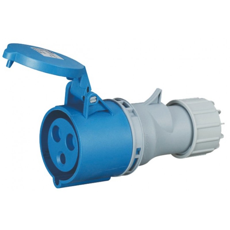 TOMA MOVIL 1P+N+T, 6H, 16A, 220V, IP44, AZUL, INTECK