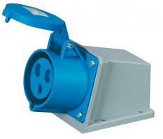 TOMA SUPERFICIE 1P+N+T, 6H, 16A, 220V, IP44, AZUL, INTECK