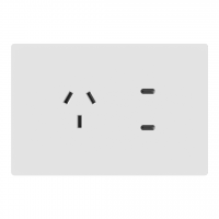 TOMACORRIENTE Y USB-C MILAN BLANCO MACROLED, AC 250V, 10A MAX. 2 USB-C DE 20W, BASTIDOR METALICO