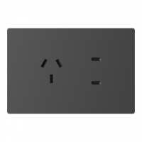 TOMACORRIENTE Y USB-C MILAN GRIS MACROLED, AC 250V, 10A MAX. 2 USB-C DE 20W, BASTIDOR METALICO