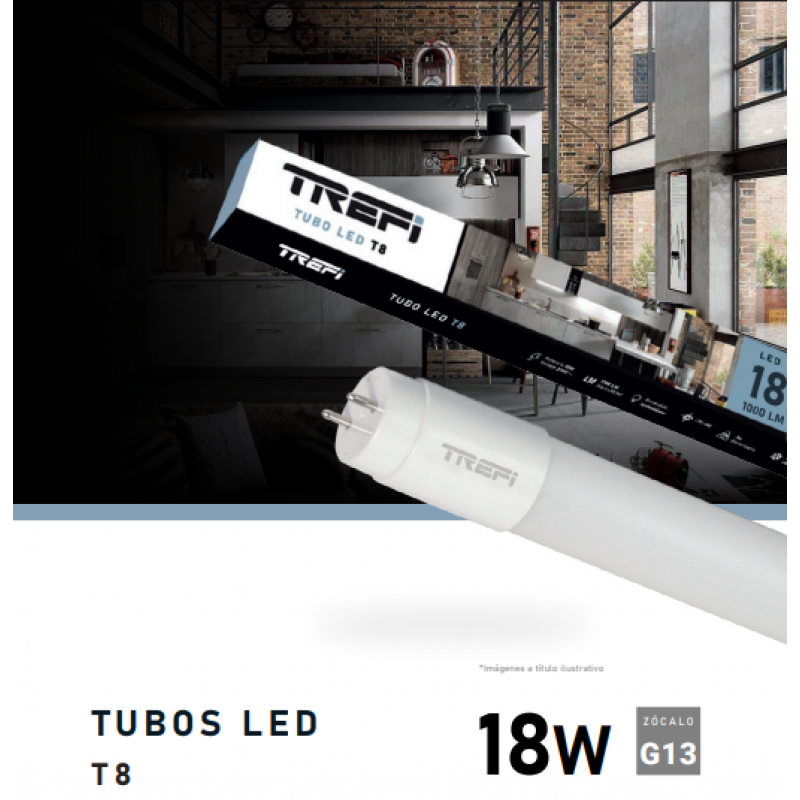 TUBO LED T8 18W 6000K 120CM