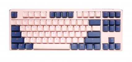 Teclado Mecanico Ducky One 3 TKL Fuji Teclas de color rosa y azul marino  Blue interruptor Ingles PBT Doble disparo sin costuras Estuche superior rosa