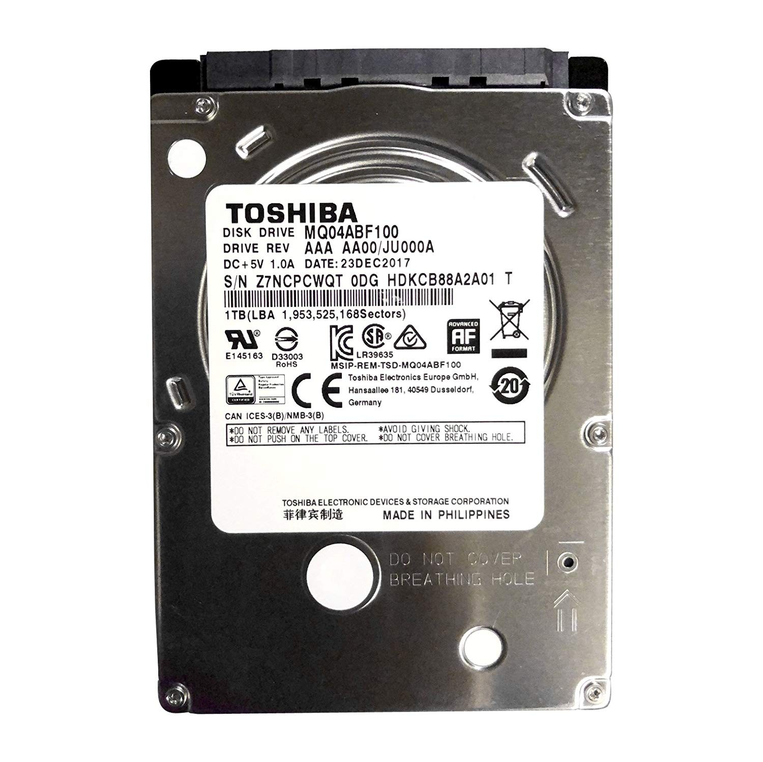 DISCO HDD TOSHIBA HD 1 TB NOTEBOOK SATA 5400 RPM 128 MB