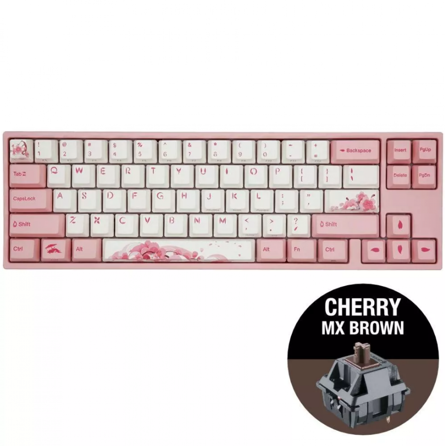 Teclado Mecanico Ducky Miya Pro Sakura V2 Switch Cherry MX Brown Ingles Pbt Iluminacion LED Blanco