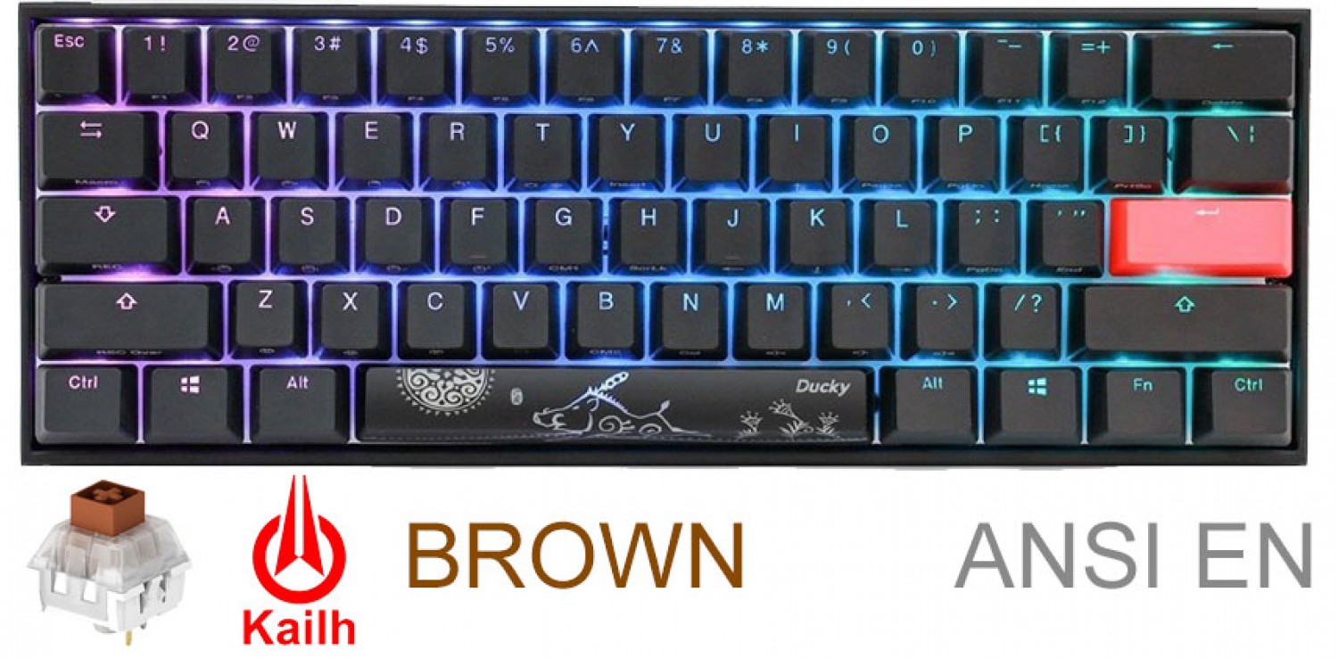 Teclado Gamer Ducky Mecha Mini V2 RGB Kailh Box Brown Pbt Double-Shot