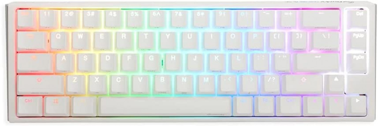 Teclado Mecanico Ducky One 3 SF Teclas Blancas Velocidad Interruptor Plateado Ingles Pbt Doble Disparo sin Costuras Estuche Superior Blanco Estuche IN