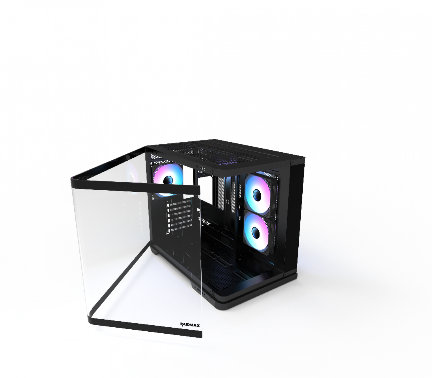 Gabinete Gamer Raidmax Infinita I630 Black ATX Fishtank Curved Glass ARGB