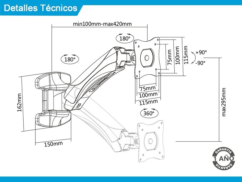 Soporte Intelaid De Escritorio 13/27 Vesa 100x100 It-dbwo