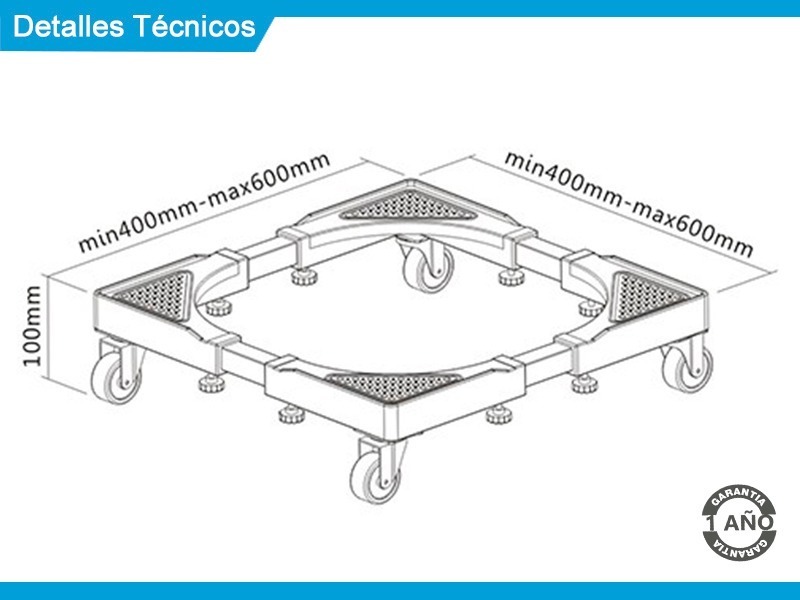 Soporte Base Movil Intelaid Ajustable 400-600mm Dispositivos Varios