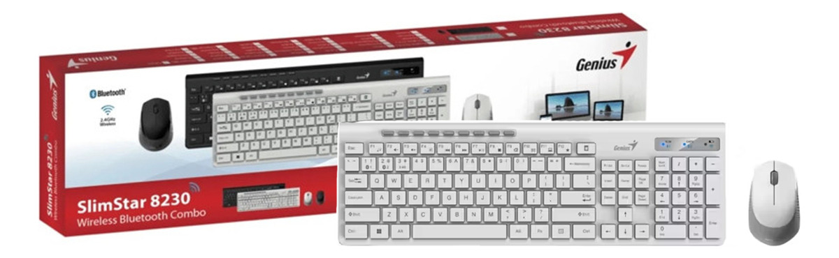 Teclado + Mouse Combo Usb Genius Slimstar 8230 Ai White