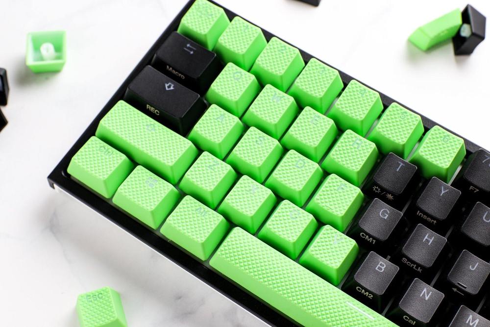 Set 31 Teclas Ducky Verde Goma Rugosas Gamer Traslucidas