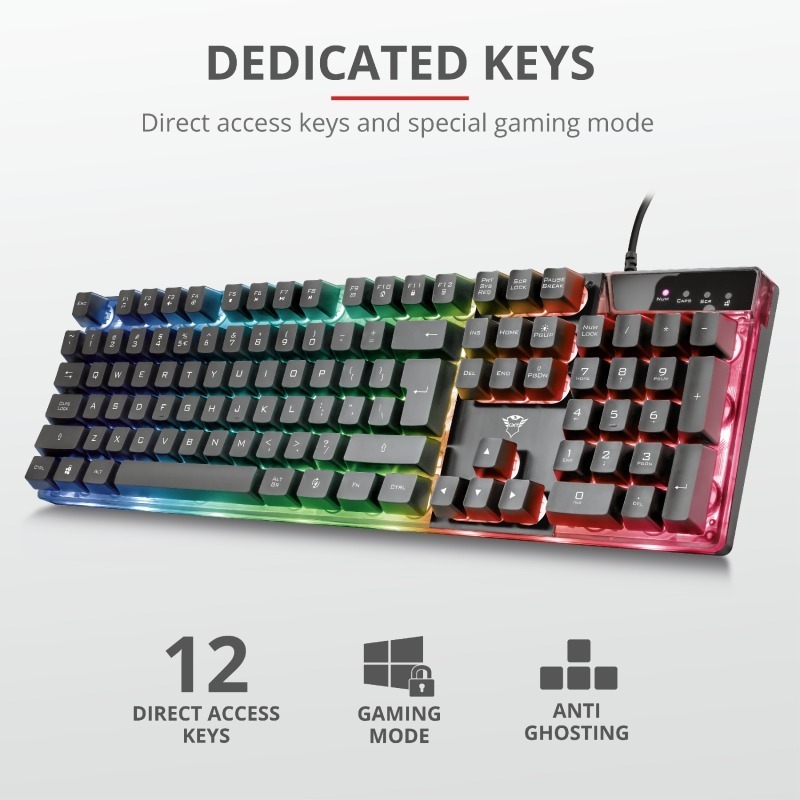 Teclado Gamer Trust Azor Gxt 835 / Idioma Ingles
