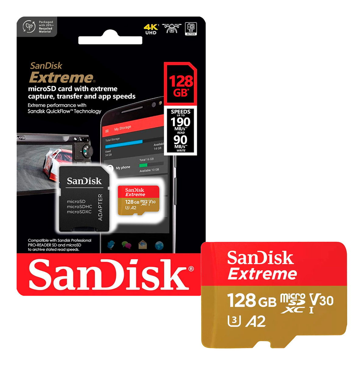 Micro Sdxc 128gb Sandisk Extreme Uhs-i C/adap-sd