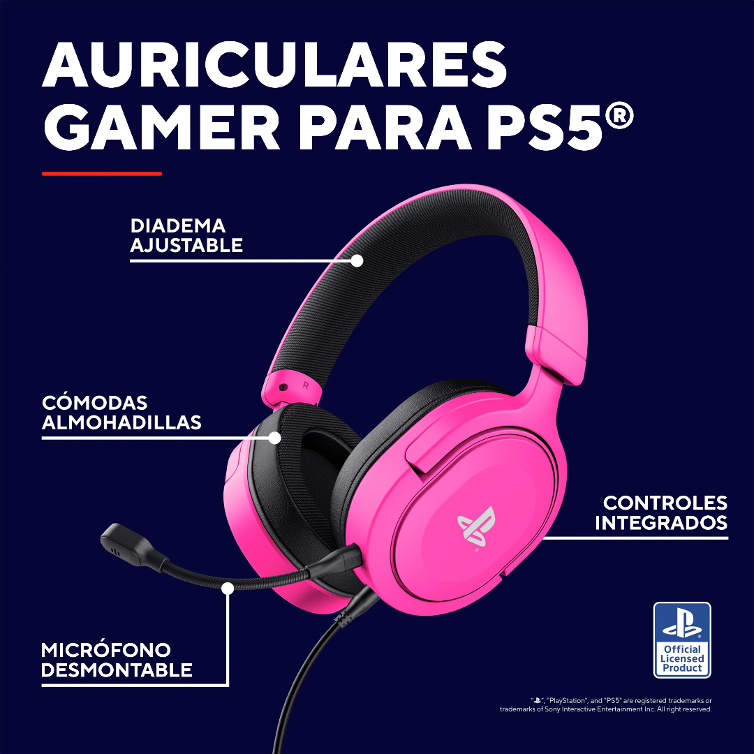 Auricular Gamer Trust Forta Gxt498p Ps5 Pink