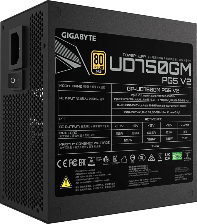 Fuente Gamer Gigabyte 750w 80 V2 Gold Modular