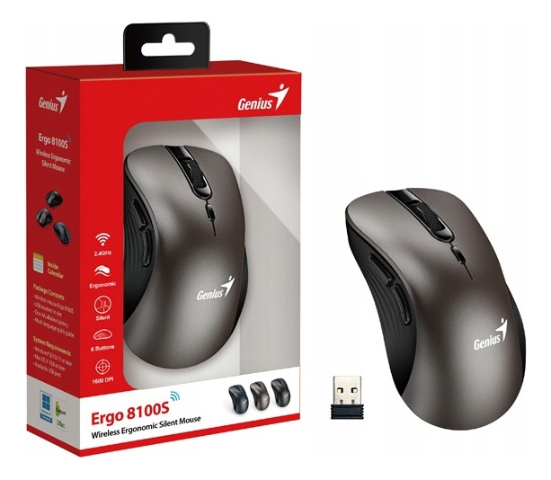 Mouse Genius Rs2 Ergo 8100s Champagne Titanium