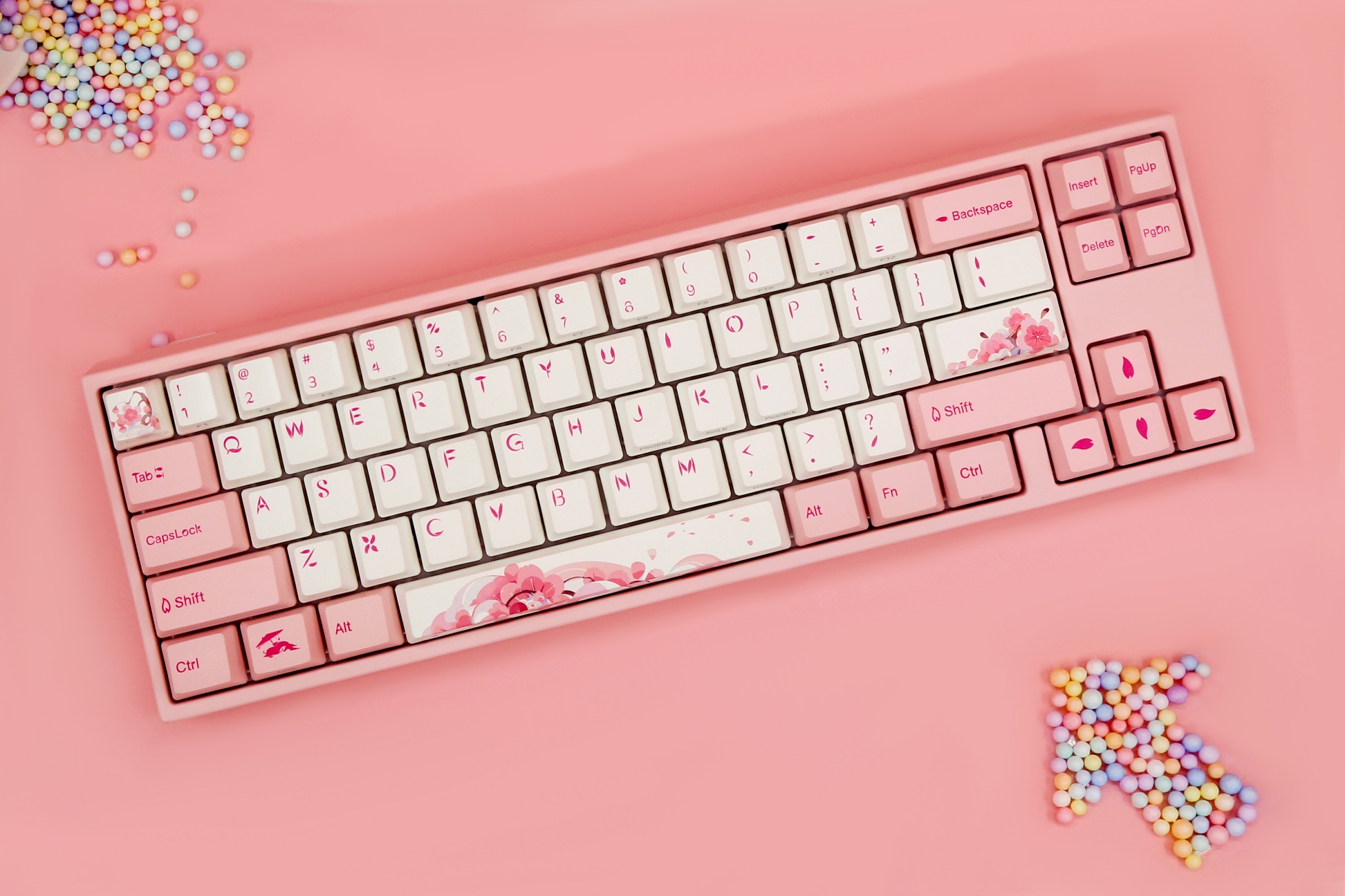 Teclado Mecanico Ducky Miya Pro Sakura V2 Switch Varmilo Ec Rose V2 English Pbt Iluminacion Led Blanco