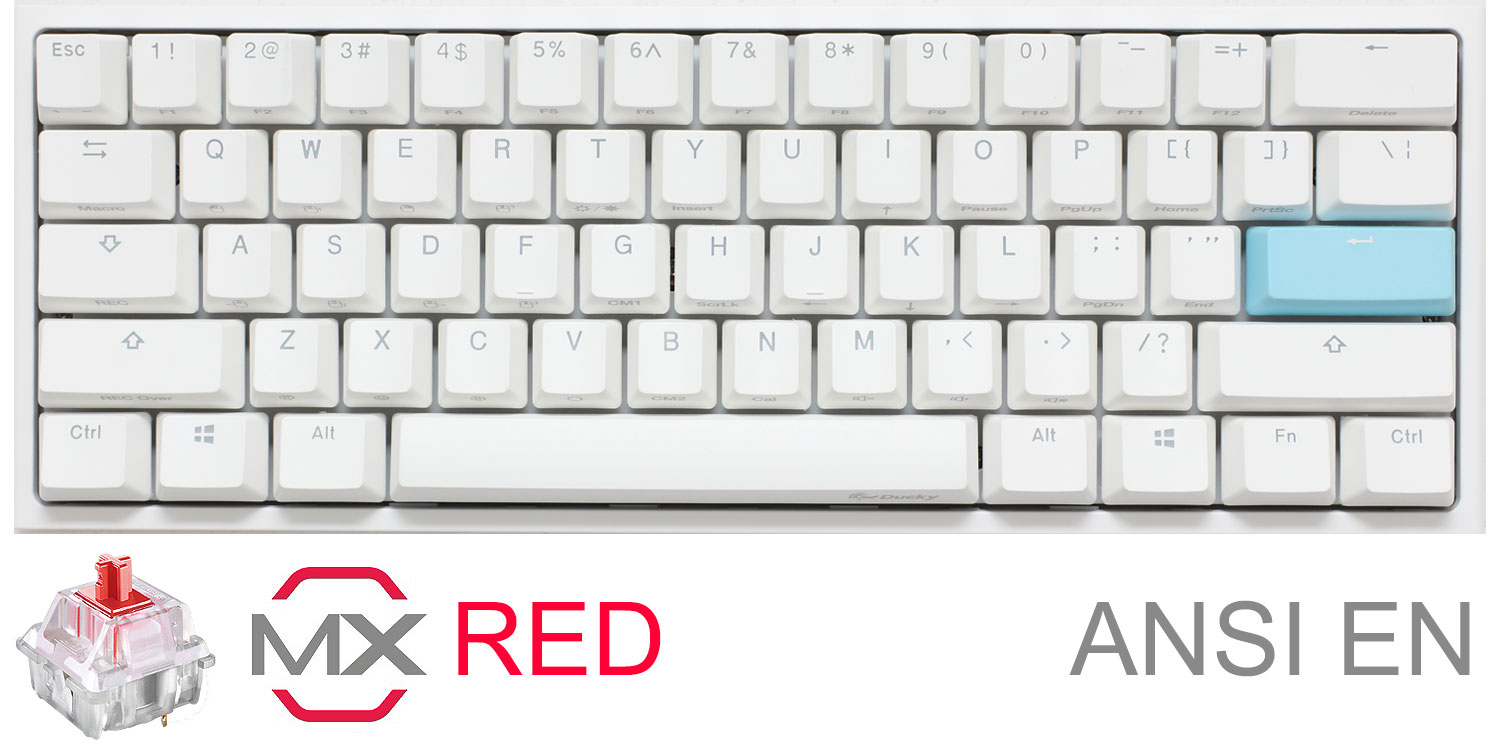 Teclado Gamer Ducky One 2 Mini Pure White Rgb Version  Gaming Cherry Mx Red Double-shot Pbt Mecanico