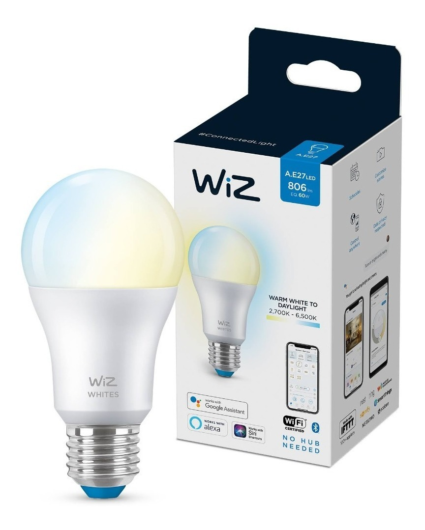 Lampara Wiz Wi-fi Ble Tw/8w A60 220v E27 6/1pf