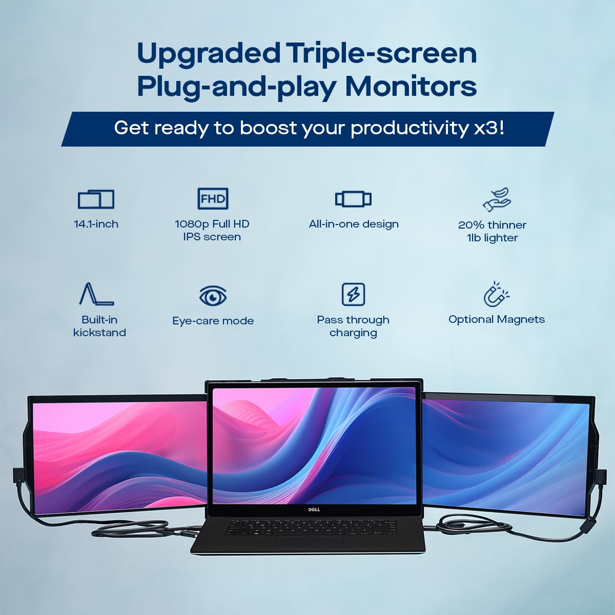 Accesorios Byh Monitor Portatil Para Notebook Trio Max Tri-screen 2.0 14.1