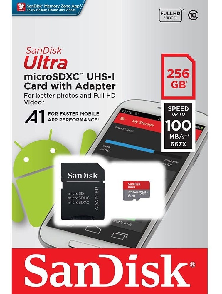 Micro Sdxc 256gb Sandisk Ultra C/adap-sd