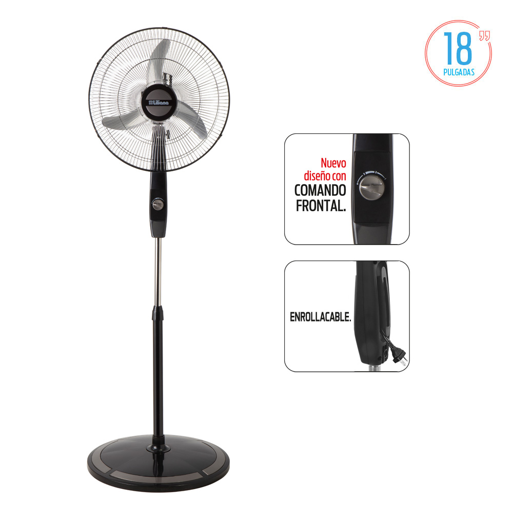 Liliana Ventilador Pie 18 Parrilla Crom Aspas Metal Vpc18m
