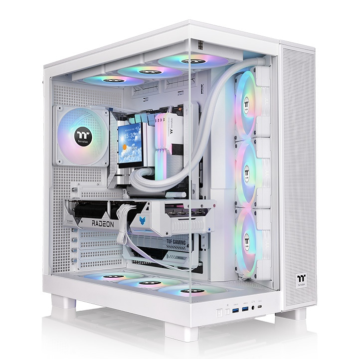 Gabinete Thermaltake View 380 Xl Tg Argb Snow White Tempered Glass