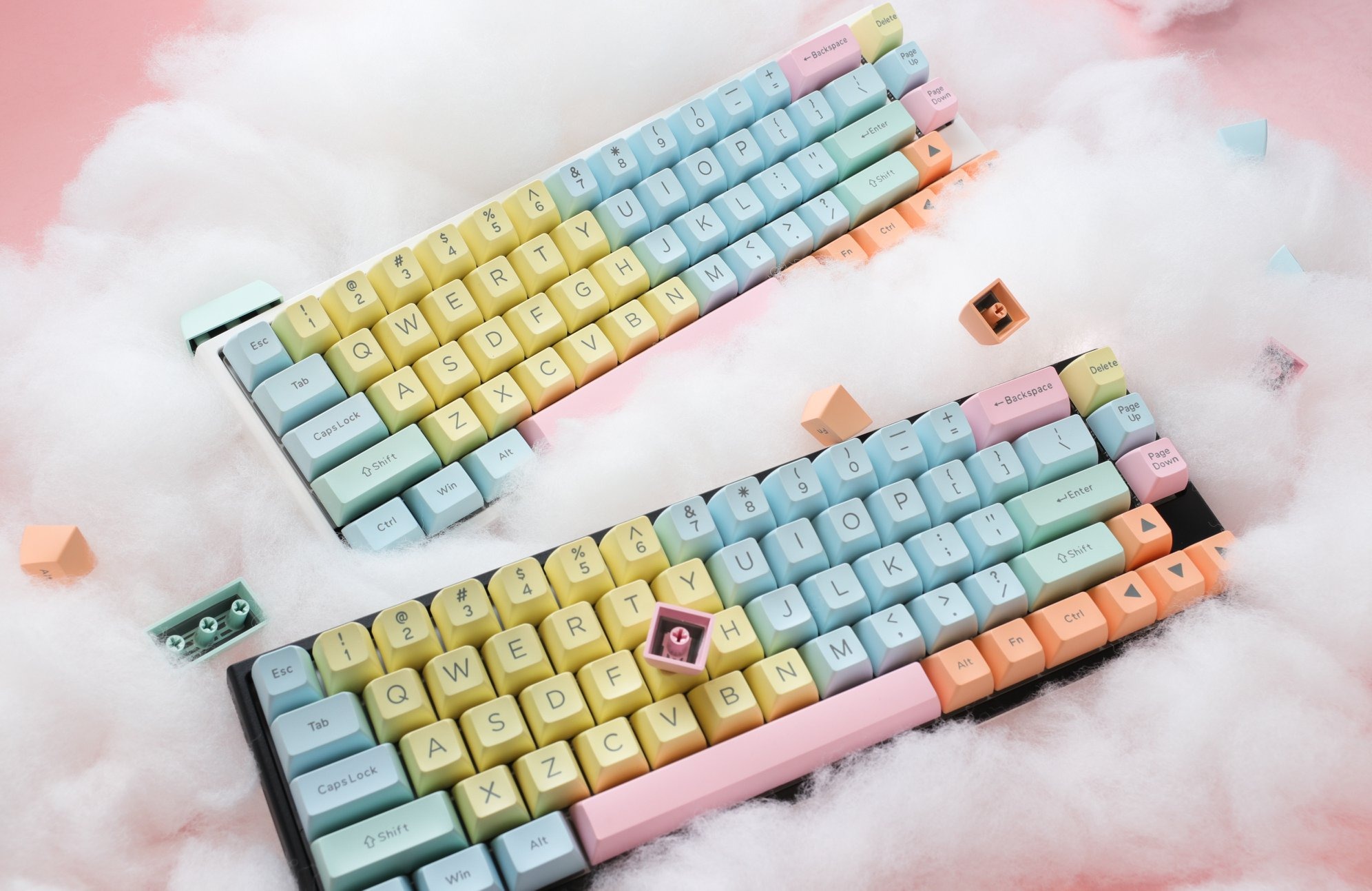Set De Teclas Ducky Cotton Candy 108 Teclas Double Shot Keycap