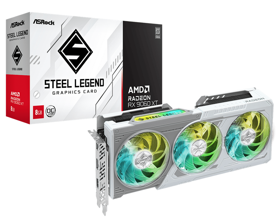 Placa De Video Asrock Rx9060xt 8gb Oc Steel Legend White
