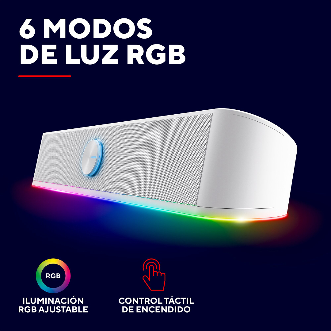 Parlante Barra De Sonido Trust Thorne Rgb White Gxt619w
