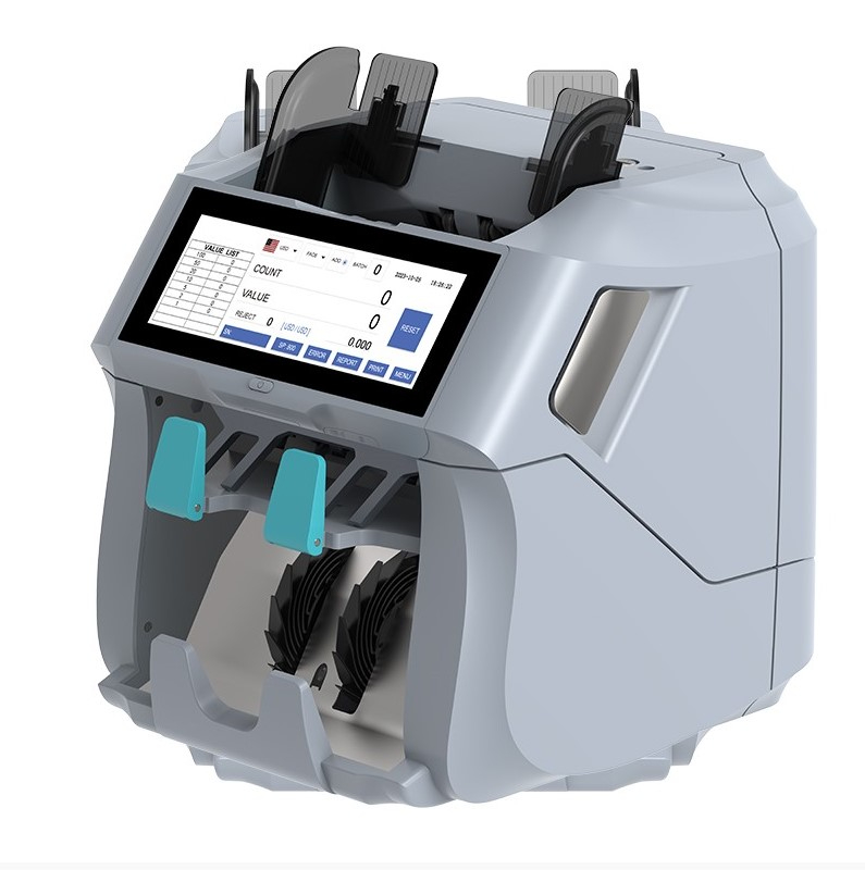 Oxxen Cl-t3040um-b Contadora Y Clasificadora De Billetes Dos Bandejas 2 Sensores Pantalla Tactil