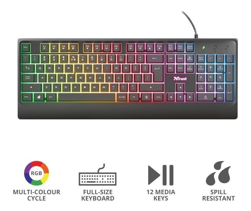 Teclado Gamer Led Trust Ziva Es