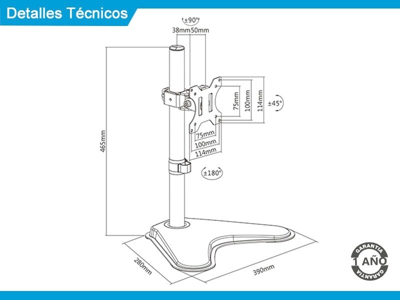 Soporte Intelaid De Escritorio 13/32 Vesa 100x100 It-db88v