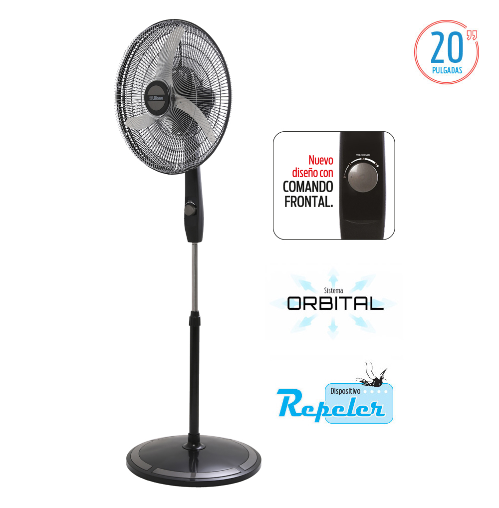 Liliana Ventilador Pie 20 Parrilla Crom Aspas Metal Vpc20b