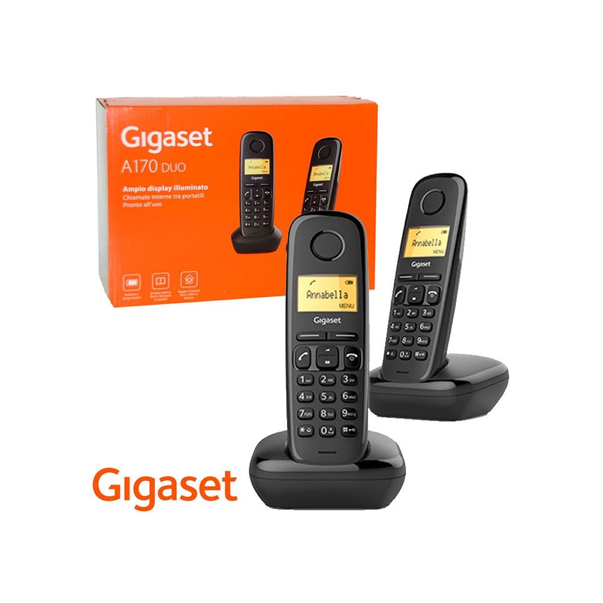 Gigaset Telefono Inalambrico A170 Duo Black | Hard vision