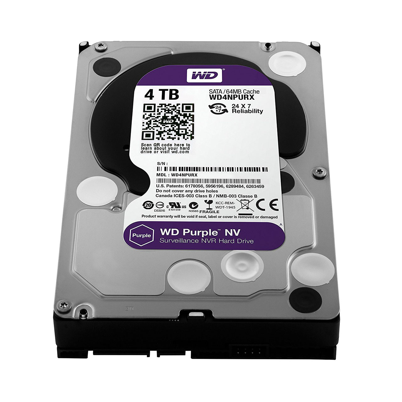 NEW BYTES DISCOS HDD DISCO HDD WD 4 TB S ATA3 PURPLE SURVEILLANCE 64 MB WD